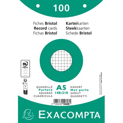 Fiche bristol 148 x 210 - Quadrillé