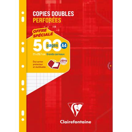Copies doubles Clairefontaine A4 grands carreaux 500 pages