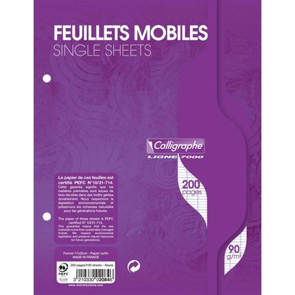 Feuilles mobiles sous étui 17x22 cm 200 pages