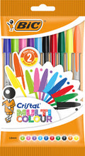Stylo à bille Cristal BIC, sachet de 10 couleurs