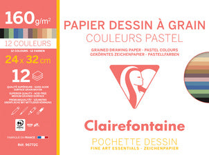 Papier dessin à Grain  24x32cm - 160g - Couleurs pastel