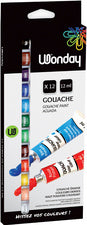 Gouache Wonday étui carton de 12 tubes de 12 ml