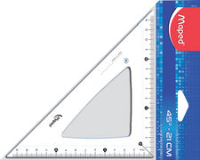 Equerre Cristal Maped 45 degrés, hypoténuse : 210 mm,