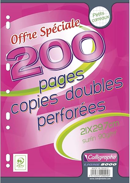 Copies doubles A4 petits carreaux 200 pages