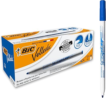 LOT de 24 Feutres pour tableau blanc Velleda 1721, Fin Bleu