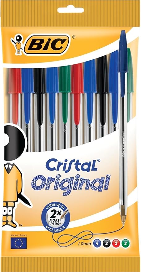 Stylo à bille Cristal BIC Original, boîte de 20 assortis