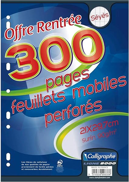 Feuilles simples A4 grands carreaux 300 pages