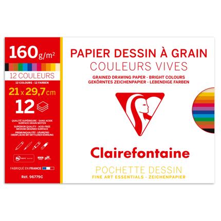 Papier dessin à Grain  A4 - 160g - Couleurs vives