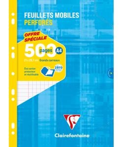 Feuilles mobiles Clairefontaine A4 grands carreaux 500 pages