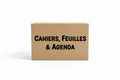 Carton avec texte Cahiers, Feuilles & Agenda